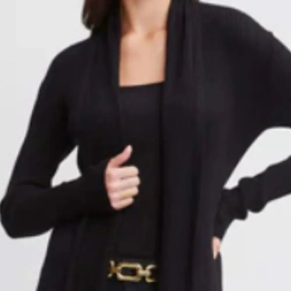 NWT TAHARI Sleeveless Merino Wool blend Open Long Duster Cardigan | Size S